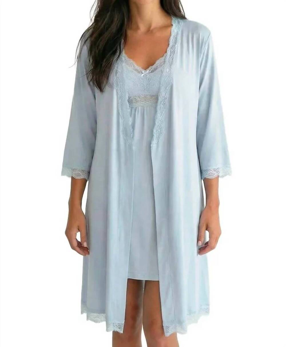 NEW TWELVE EIGHTY EIGHT leslie spaghetti strap chemise robe set in chambray